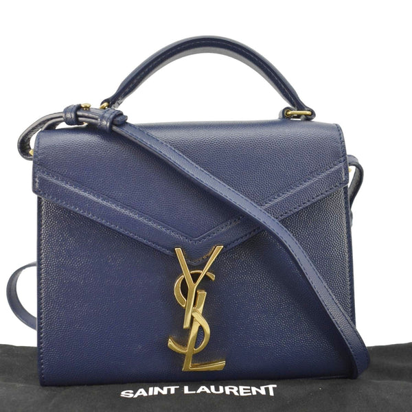 YVES SAINT LAURENT Cassandra Top Handle Leather Shoulder Bag Blue