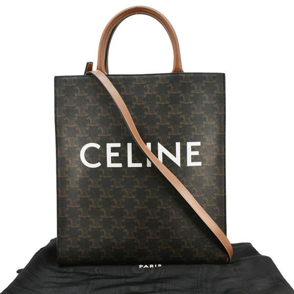 CELINE Triomphe Vertical Cabas Small Canvas Shoulder Bag Black