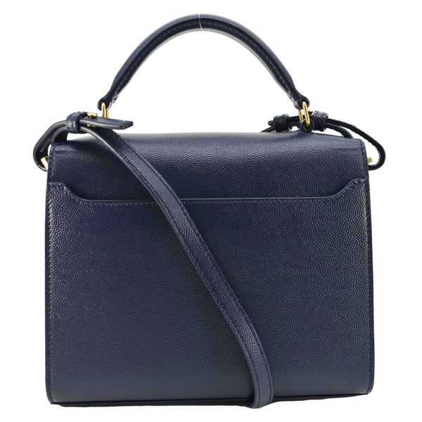 YVES SAINT LAURENT Cassandra Top Handle Leather Shoulder Bag Blue