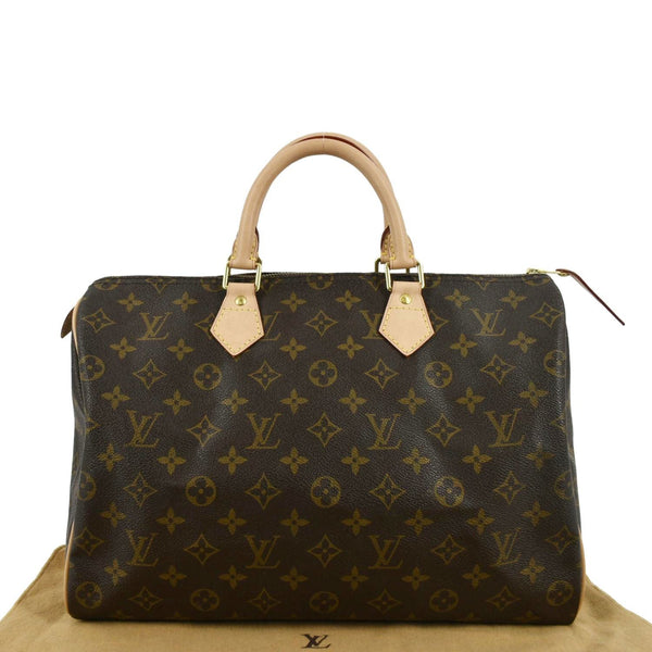 LOUIS VUITTON Speedy 35 Monogram Canvas Satchel Bag Brown