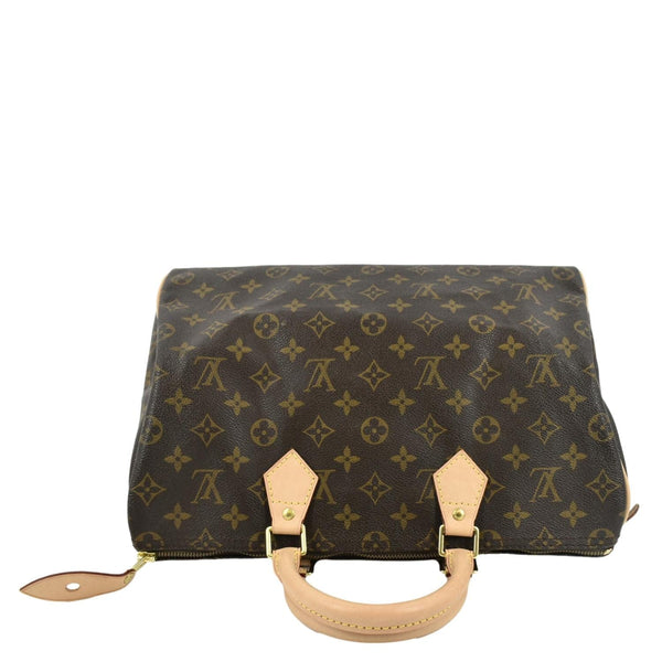 LOUIS VUITTON Speedy 35 Monogram Canvas Satchel Bag Brown