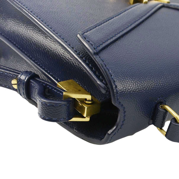 YVES SAINT LAURENT Cassandra Top Handle Leather Shoulder Bag Blue