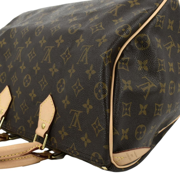 LOUIS VUITTON Speedy 35 Monogram Canvas Satchel Bag Brown