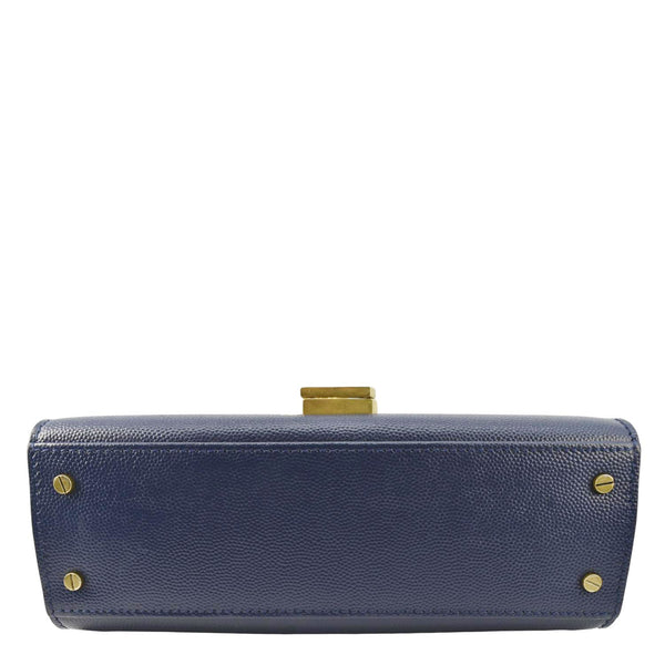 YVES SAINT LAURENT Cassandra Top Handle Leather Shoulder Bag Blue