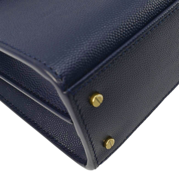 YVES SAINT LAURENT Cassandra Top Handle Leather Shoulder Bag Blue