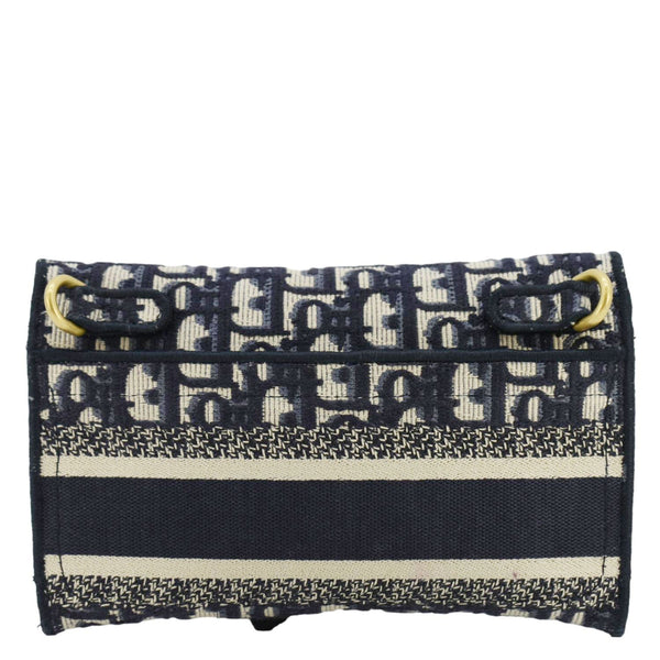 CHRISTIAN DIOR Saddle Slim Oblique Canvas Crossbody Bag Navy Blue