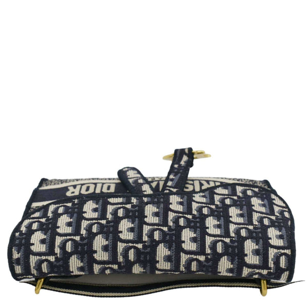 CHRISTIAN DIOR Saddle Slim Oblique Canvas Crossbody Bag Navy Blue