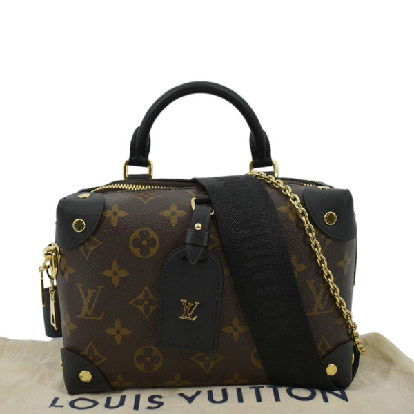 LOUIS VUITTON Petite Malle Souple Monogram Canvas Shoulder Bag Black