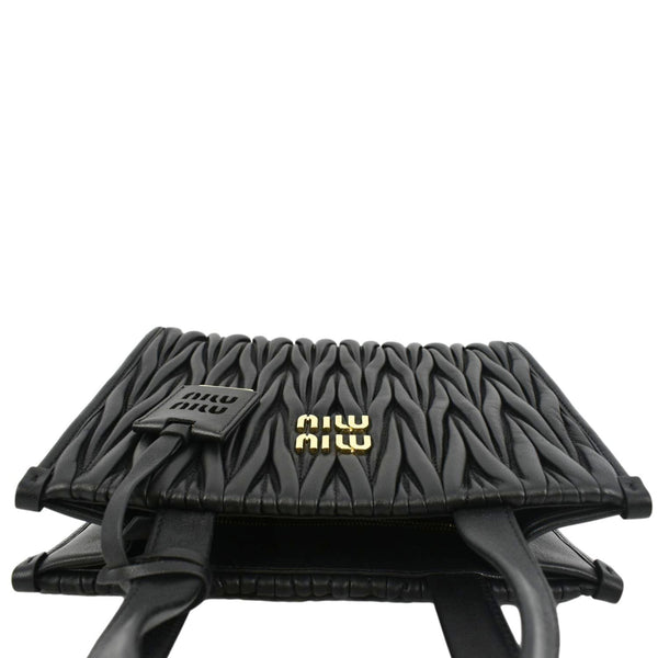 MIU MIU Nappa Matelasse Black Leather Tote Shoulder Bag with land scape view