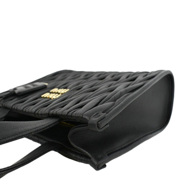 MIU MIU Nappa Matelasse Black Leather Tote Shoulder Bag with right side view
