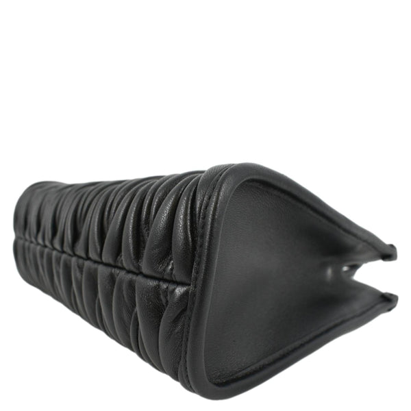 MIU MIU Nappa Matelasse Black Leather Tote Shoulder Bag with lower left side view