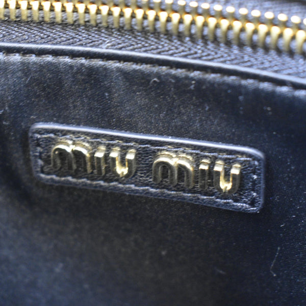 MIU MIU Nappa Matelasse Black Leather Tote Shoulder Bag with logo