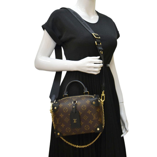 LOUIS VUITTON Petite Malle Souple Monogram Canvas Shoulder Bag Black