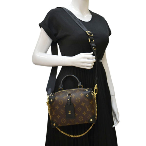 LOUIS VUITTON Petite Malle Souple Monogram Canvas Shoulder Bag Black