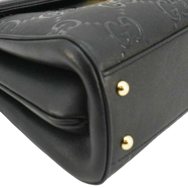 GUCCI Small GG Leather Top Handle Shoulder Bag Black 675791