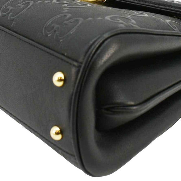 GUCCI Small GG Leather Top Handle Shoulder Bag Black 675791