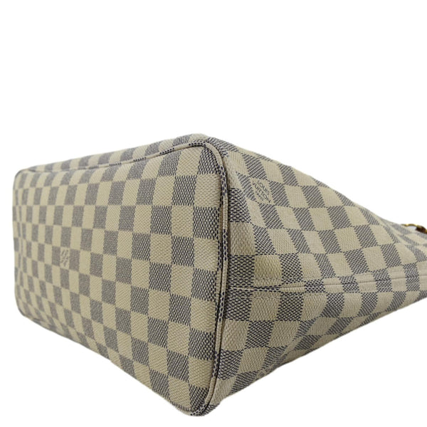 LOUIS VUITTON Neverfull MM Damier Azur Shoulder Bag White