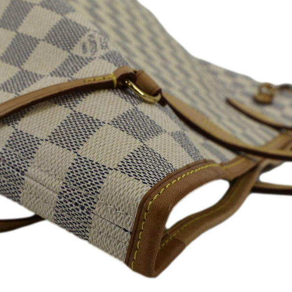 LOUIS VUITTON Neverfull MM Damier Azur Shoulder Bag White