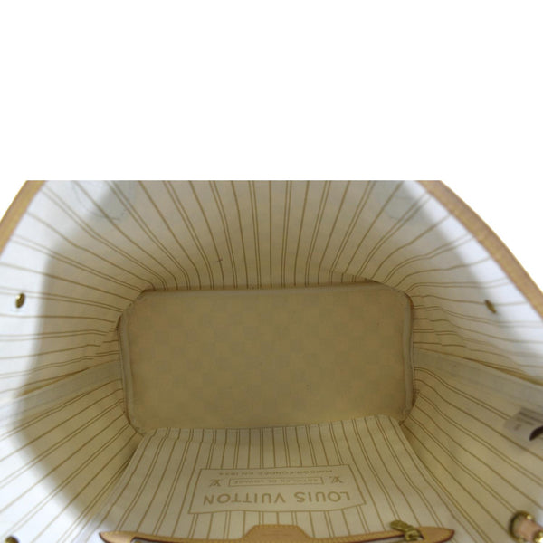 LOUIS VUITTON Neverfull MM Damier Azur Shoulder Bag White