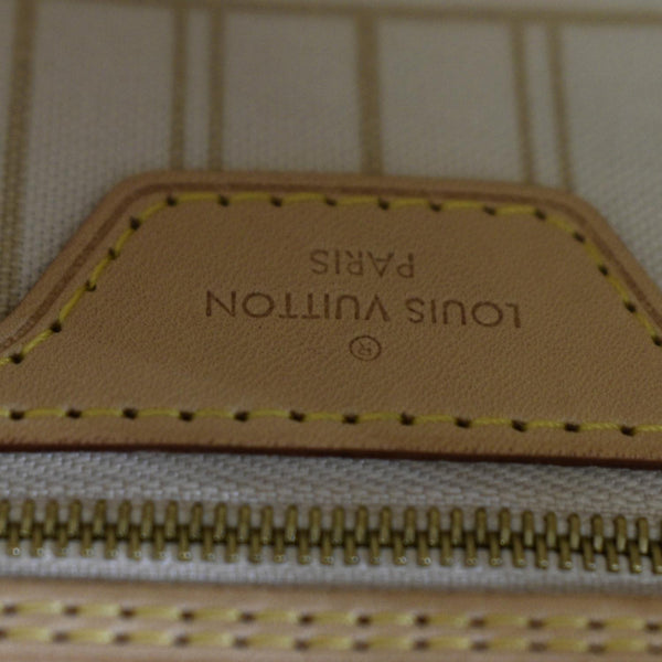 LOUIS VUITTON Neverfull MM Damier Azur Shoulder Bag White