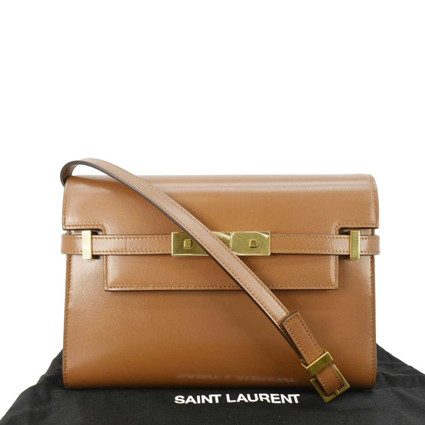 YVES SAINT LAURENT Manhattan Leather Shoulder Bag Brown