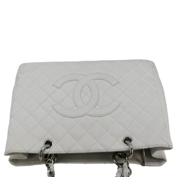 CHANEL Grand Shopping Quilted Caviar Leather GST Tote Bag White