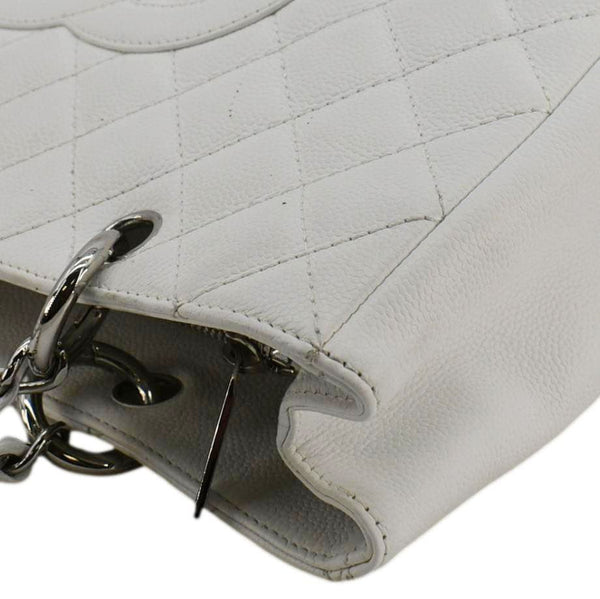 CHANEL Grand Shopping Quilted Caviar Leather GST Tote Bag White