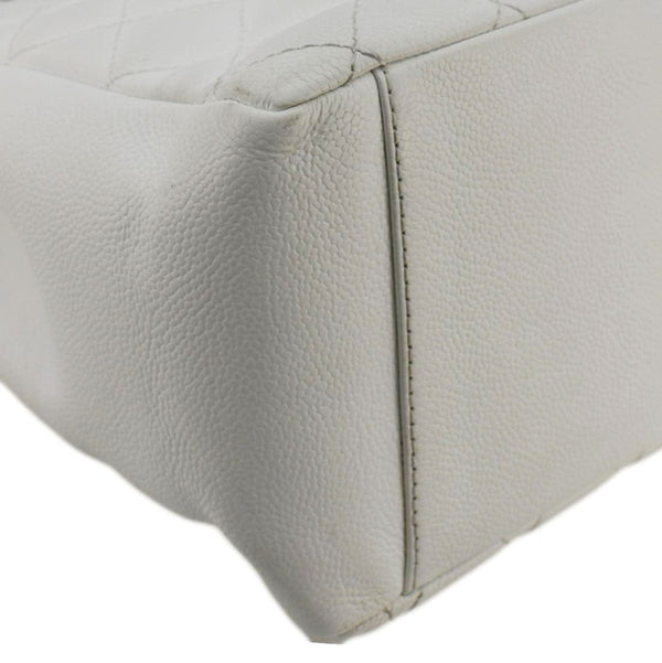 CHANEL Grand Shopping Quilted Caviar Leather GST Tote Bag White