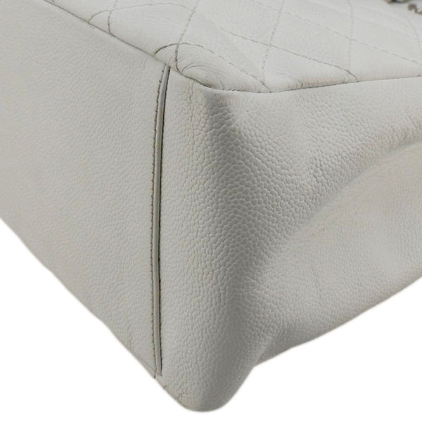 CHANEL Grand Shopping Quilted Caviar Leather GST Tote Bag White