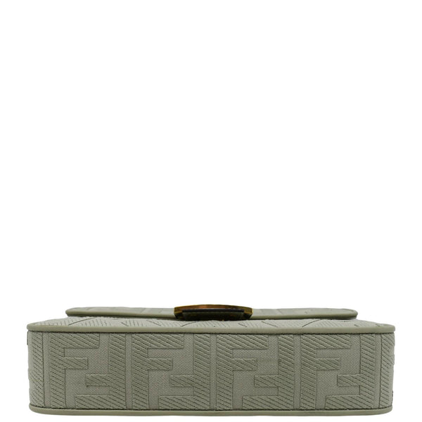 FENDI Baguette FF Canvas Chain Shoulder Bag Mint Green