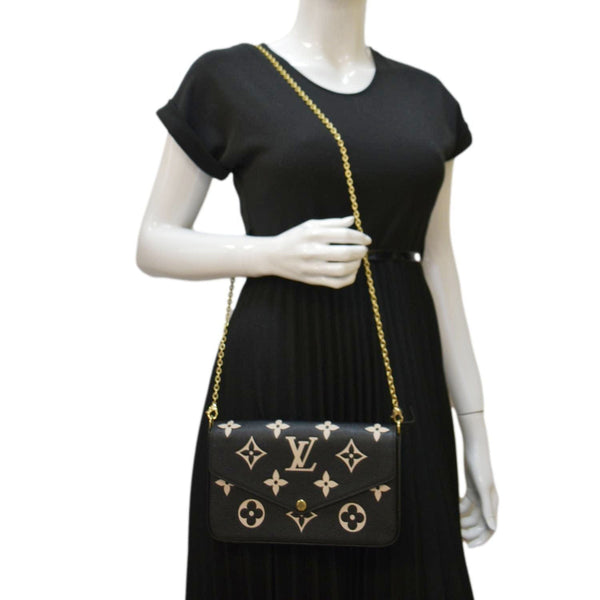 LOUIS VUITTON Felicie Pochette Monogram Empreinte Crossbody Bag Bicolor