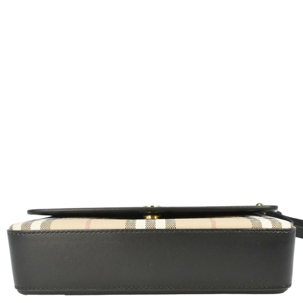 BURBERRY Hampshire Vintage Check Leather Crossbody Bag Black