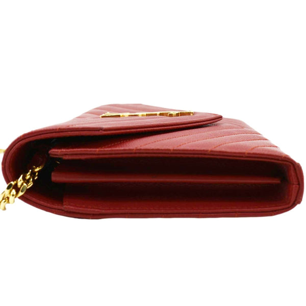 YVES SAINT LAURENT Cassandre Leather Chain Crossbody Bag Red