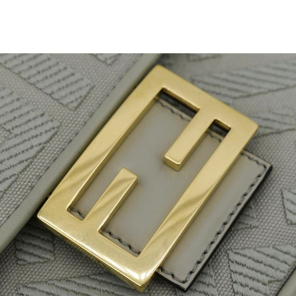 FENDI Baguette FF Canvas Chain Shoulder Bag Mint Green