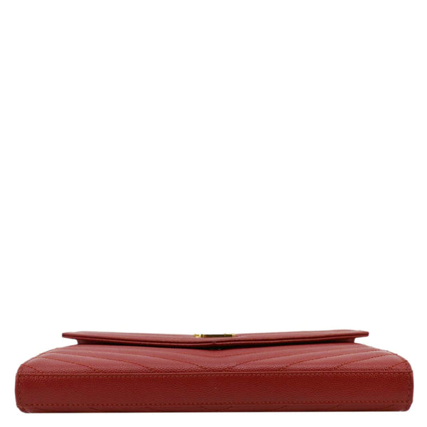 YVES SAINT LAURENT Cassandre Leather Chain Crossbody Bag Red