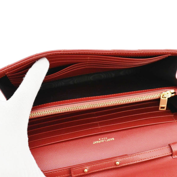 YVES SAINT LAURENT Cassandre Leather Chain Crossbody Bag Red