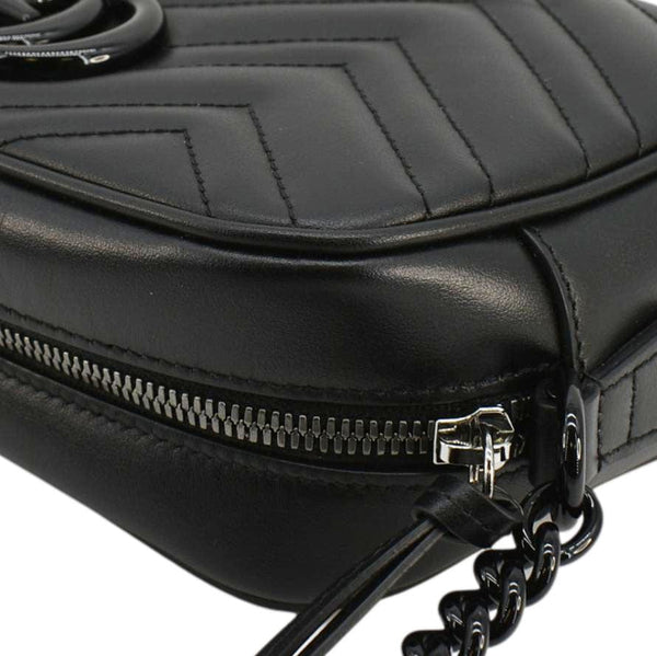GUCCI GG Marmont Matelasse Chevron Leather Camera Crossbody Bag Black 447632