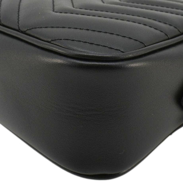 GUCCI GG Marmont Matelasse Chevron Leather Camera Crossbody Bag Black 447632