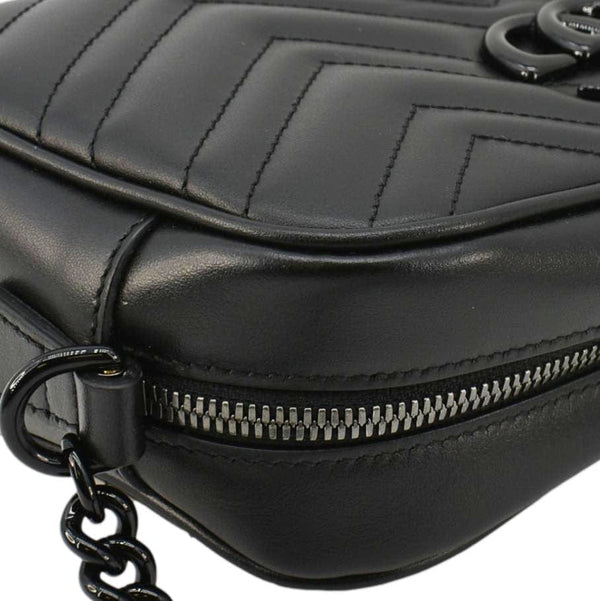 GUCCI GG Marmont Matelasse Chevron Leather Camera Crossbody Bag Black 447632