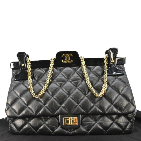 CHANEL 2.55 Reissue Hanger Flap Quilted Leather Crossbody Bag Black