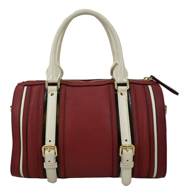 BURBERRY Alchester Bowling Leather Satchel Shoulder Bag Red