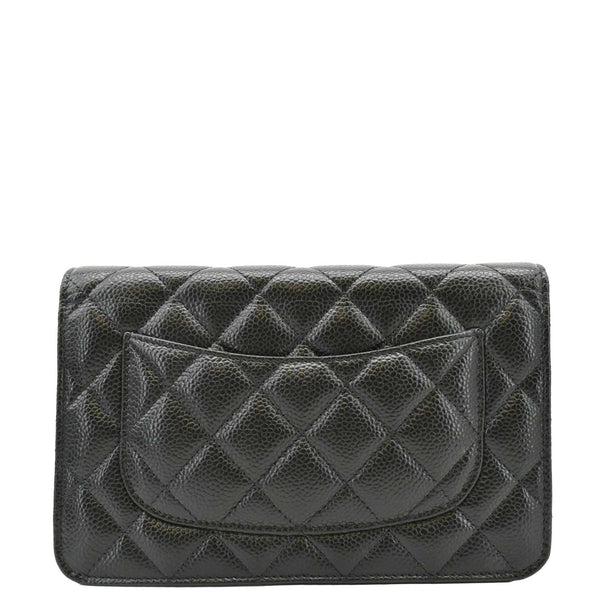 CHANEL WOC Quilted Leather Caviar Crossbody Bag Black back look