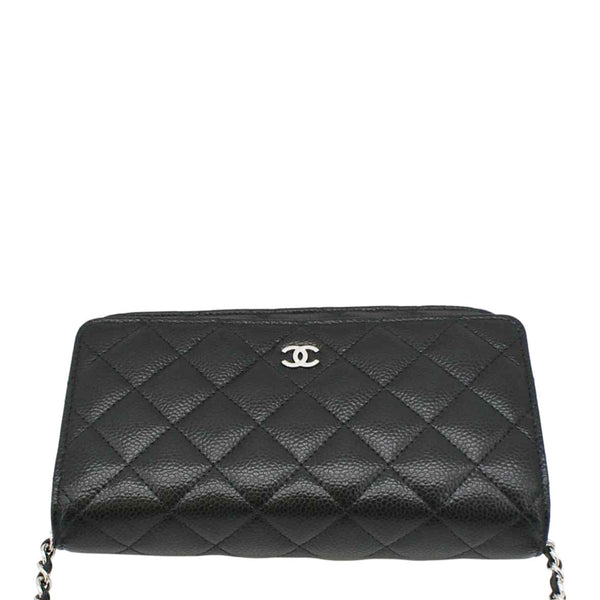 CHANEL WOC Quilted Leather Caviar Crossbody Bag Black upper look