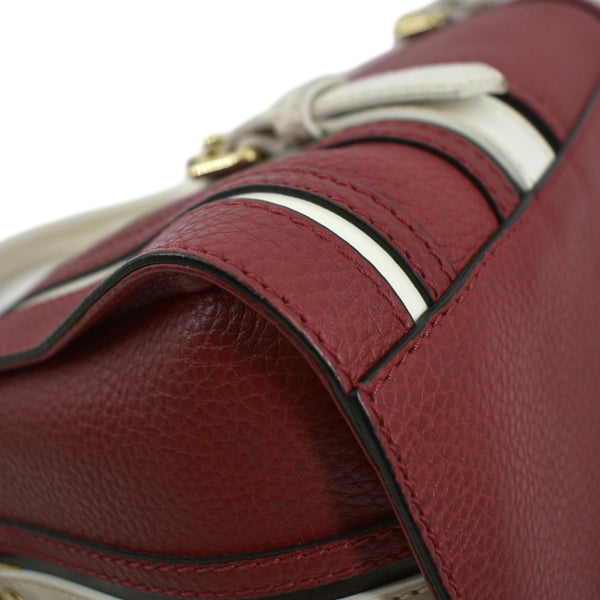 BURBERRY Alchester Bowling Leather Satchel Shoulder Bag Red