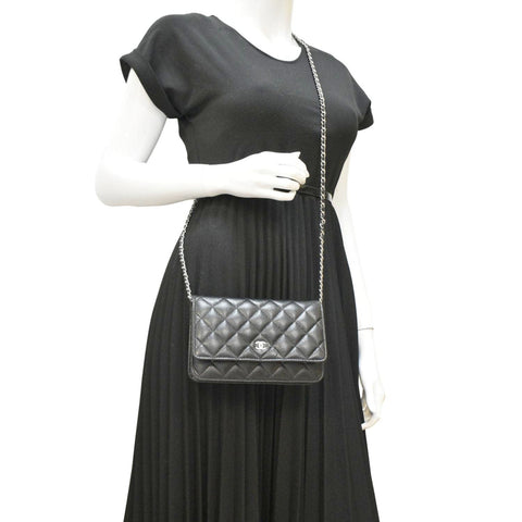 CHANEL WOC Quilted Leather Caviar Crossbody Bag Black dummy look