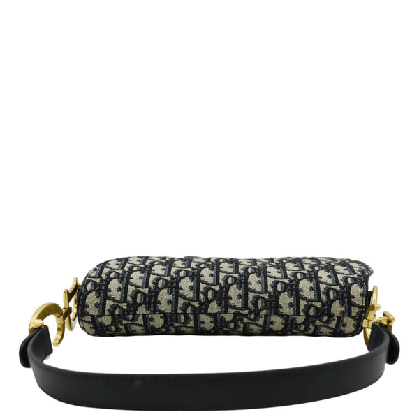CHRISTIAN DIOR Saddle Oblique Crossbody Bag Navy Blue upper look