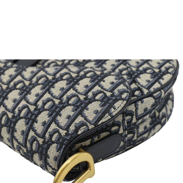 CHRISTIAN DIOR Saddle Oblique Crossbody Bag Navy Blue corner look