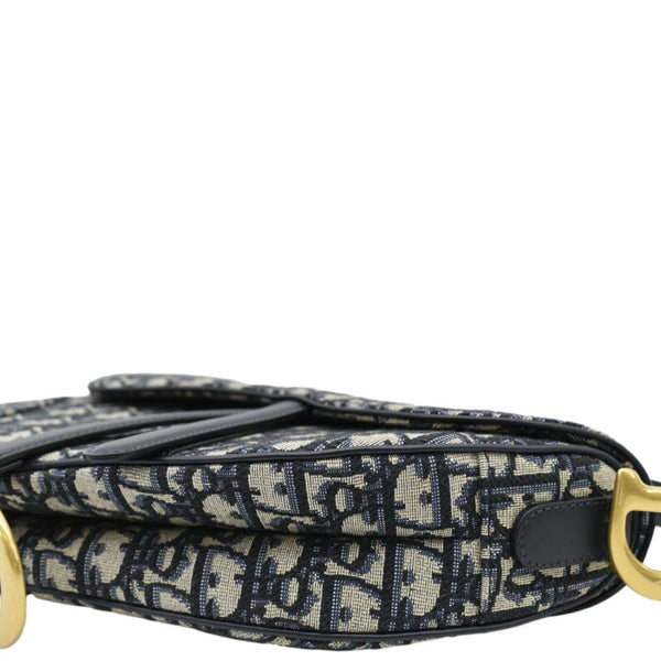 CHRISTIAN DIOR Saddle Oblique Jacquard Crossbody Bag Navy Blue