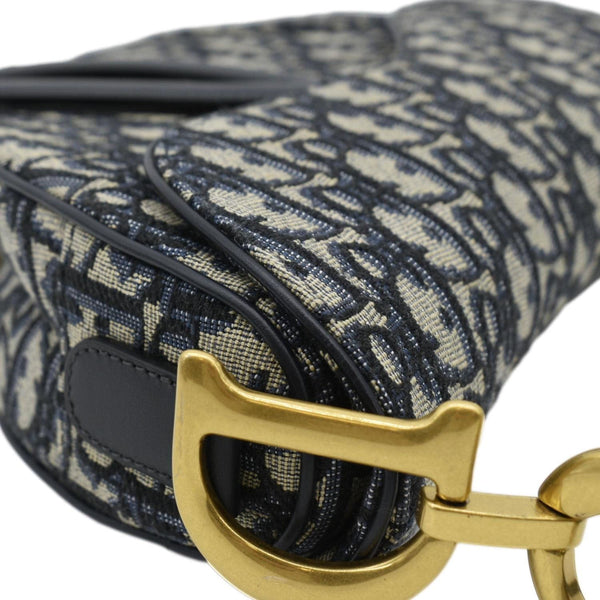 CHRISTIAN DIOR Saddle Oblique Jacquard Crossbody Bag Navy Blue