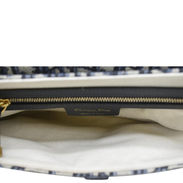 CHRISTIAN DIOR Saddle Oblique Jacquard Crossbody Bag Navy Blue